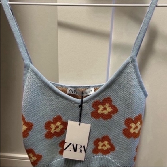 ZARA FLORAL JACQUARD KNIT TOP - Picture 5 of 7